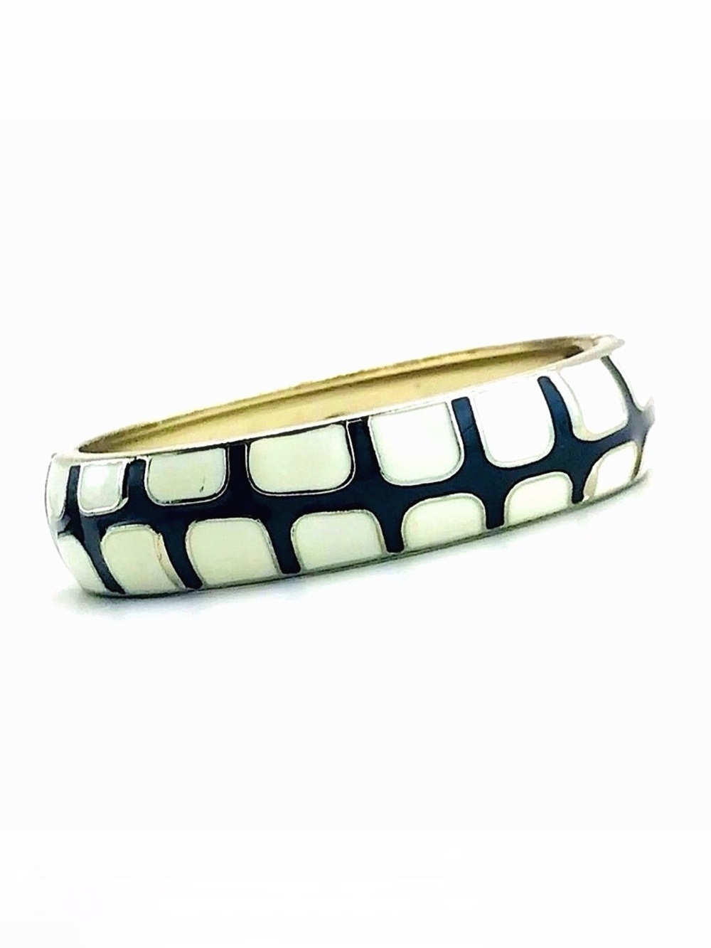 FORNASH Game Day Gecko Black & Cream Hinged Bangle Bracelet